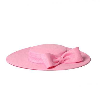 FS Elegante Chapéu de Aba Larga Marfim Feminino Grande Laço Ocasião Formal Kentucky Boné Feminino Casamento Coquetel Festa Fedora de Topo Reto 2024