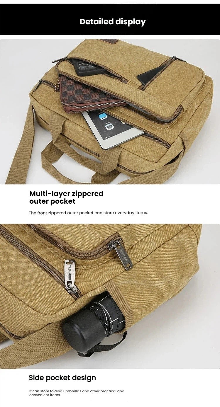 Fashionable Men's Shoulder Bag, Large Capacity Canvas Crossbody Bag, Casual Handbag, Suitable for Business, Daily Commuting, Etc