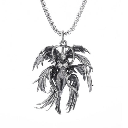 Colar Pingente Menina Bonita Anime Mecha Banhado a Prata Joia da Moda Hip-Hop Rock Punk Presente para Homens e Mulheres