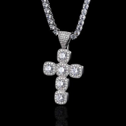 2026 Hip Hop Cross Pendant Necklace for Men 4mm Zircon Tennis Chain Ice Sparkling Necklace for Women Punk Jewelry Fashion Gift