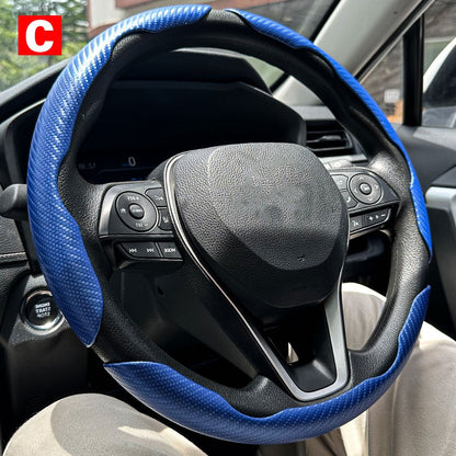 1 par de capas para volante de carro, impulsionador de microfibra, acessórios decorativos internos automotivos, fibra de carbono universal