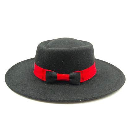 2022 new oversized edge flat top hat retro French felt hat outdoor sun hat women's big-brimmed fedora hat