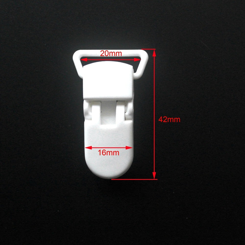 Sutoyuen 40pcs Hot D Shape Kam Plastic Pacifier Clips Plastic Baby Soother Dummy Suspender Chain Holder Clips for 20mm Ribbon