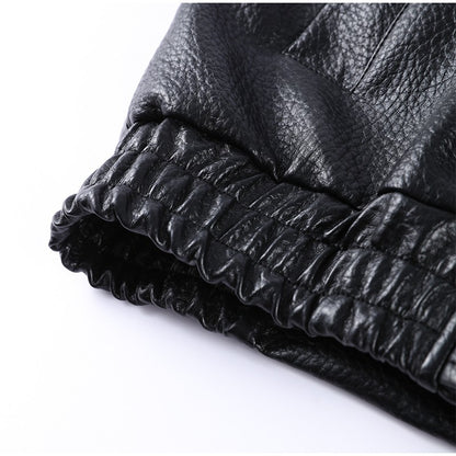 Street Stand Collar Women's Leather Jacket Loose Long Sleeve Zipper Pockets Chic Female Coats 2025 Autumn Winter Lady Outerwear