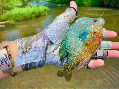 As luvas de pesca sem dedos Riverruns são projetadas para homens e mulheres praticarem pesca, passeios de barco, caiaque, caminhada, corrida, ciclismo
