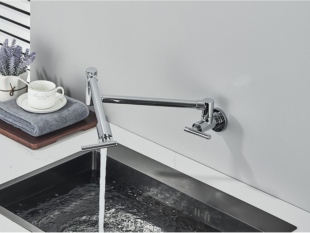 Brushed Gold Rotated Kitchen Sink Faucet Cold Water Tap Brass Basin Sink Swivel Faucets Wall Mounted Faucet