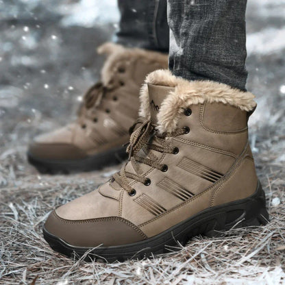 Men Winter Snow Boots Super Warm Men Hiking Boots High Quality Waterproof Leather High Top Big Size Men's Boots Outdoor Sneakers