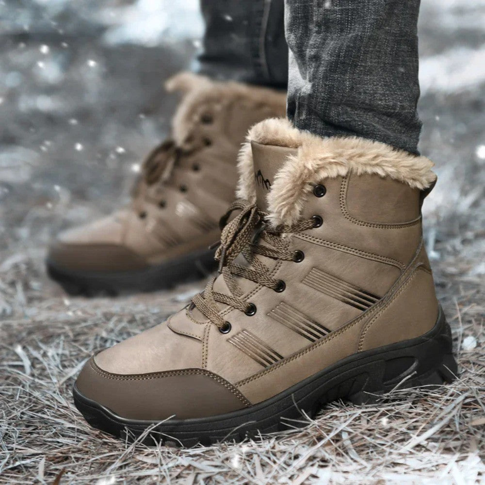 Men Winter Snow Boots Super Warm Men Hiking Boots High Quality Waterproof Leather High Top Big Size Men's Boots Outdoor Sneakers