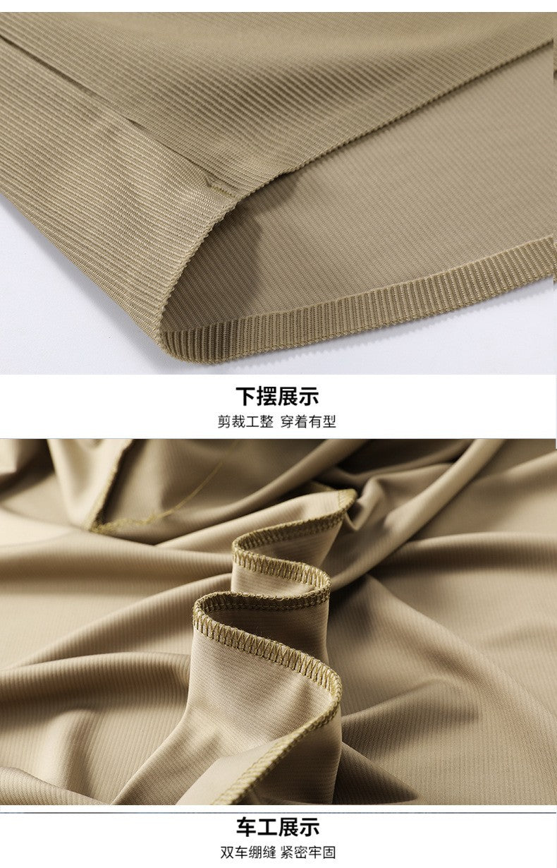 Stretch Elastic Stripe Men's Shirt Long Sleeve Classic Blouse Male Elegant Work Big Size Plus Large High Quality Ice Silk Social