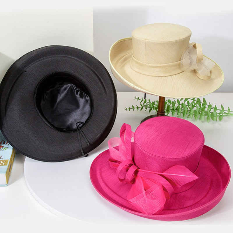 Fashion Luxury Feather Tea Party Church Photography Hat Elegant Flower Female Wide Brim Banquet Fascinator Wedding Formal Hats