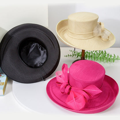 Fashion Luxury Feather Tea Party Church Photography Hat Elegant Flower Female Wide Brim Banquet Fascinator Wedding Formal Hats