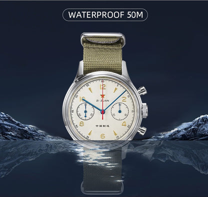 RED STAR 38mm Men's 1963 Chronograph Mechanical Watch Pilot with Seagull Movement ST1901 Air Force Aviation Sapphire Goose 40mm