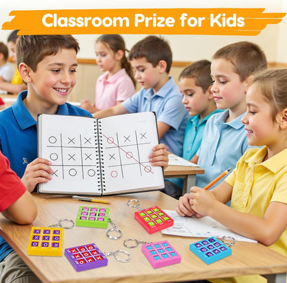 1/8pcs Tic Tac Toe Game Kids Educational Toy with Keychain Birthday Party Gift Goodie Stuffers Bag Pinata Filler Classroom Prize