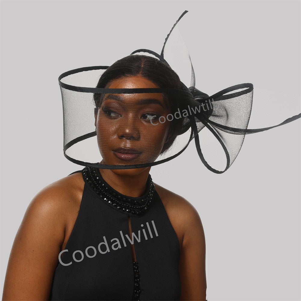 Fascinator de Véu Branco Elegante Chapéu Feminino para Kentucky Derby Evento de Corrida Adorno de Cabeça de Moda Boné de Rede Chapeau para Eventos Femininos