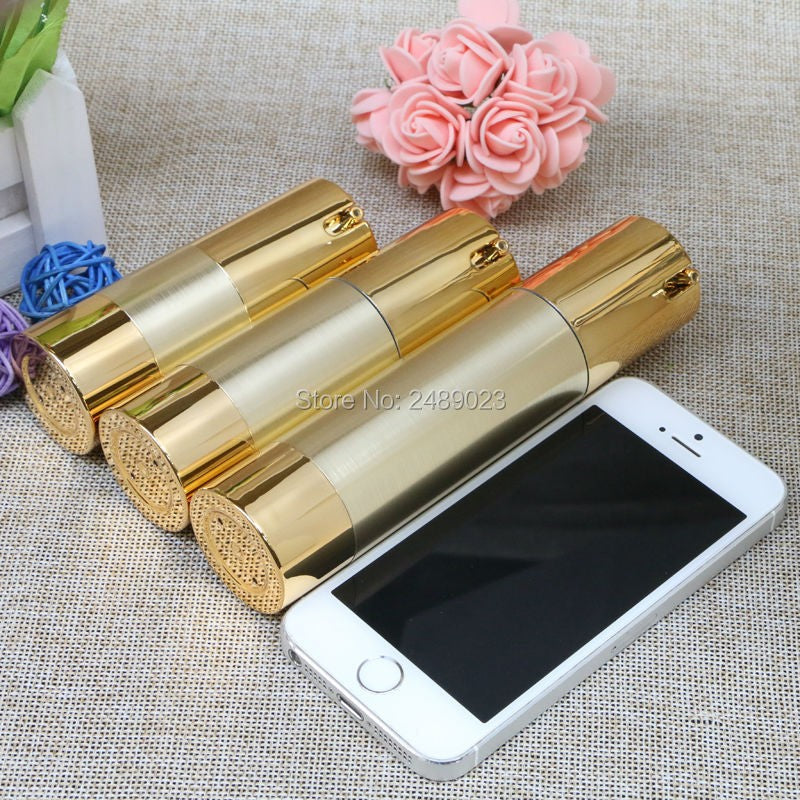 15ml 30ml 50ml Gold Silver Wire-drawing Airless Bottle High Quality UV Coating Refillable Lotion Push Bottles Packing 10pcs/lot