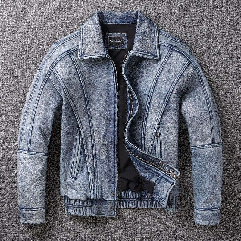 2025 New Luxury Unisex Cowhide Jacket - Short Cut Relaxed Fit Leather Biker Style Coat