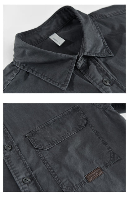 Summer Short Sleeve Cargo Shirts For Men American Work Attire Retro Absorbent Pure Cotton Shirt Double Chest Pockets