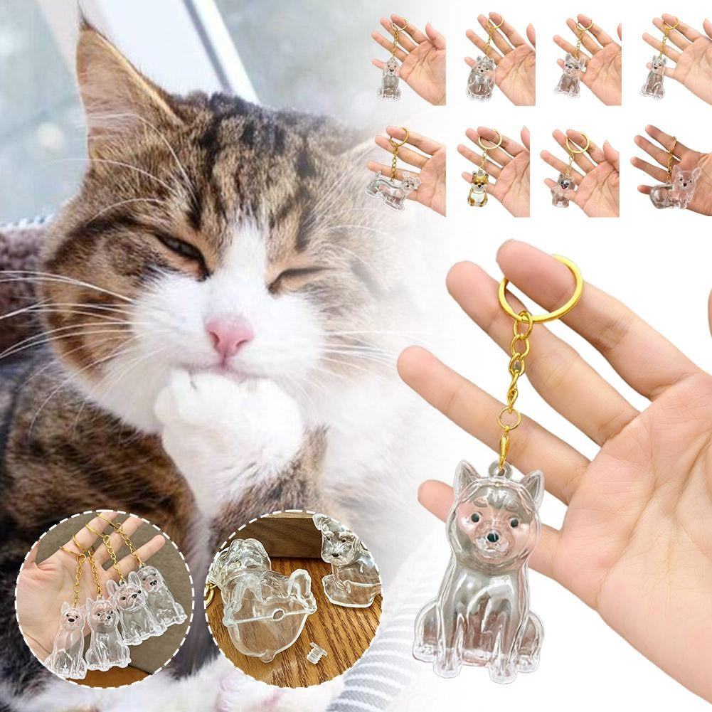 Dog Hair Collection Pendant Hair Storage Box Charm Pet Cute Keychains Clear Plastic Pet Hair Capsule Souvenirs DIY Gifts