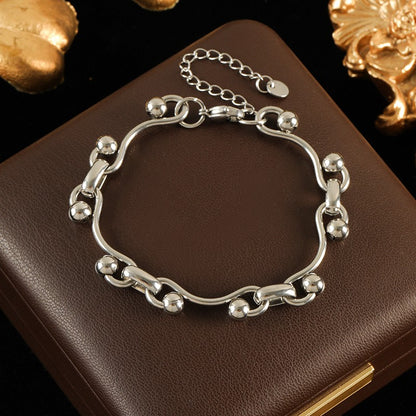 GANEMLY 316L Aço Inoxidável Metal Dourado Cor Contas Corrente Colar Pulseira Conjunto Para Mulheres Correntes Modernas Joias À Prova D'água Novo