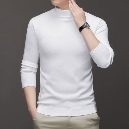 Half Turtleneck Knitwear Sweater New Autumn/Winter Mock Neck Sweatshirts Solid Color Pullovers Man Brand Casual Mens Clothing