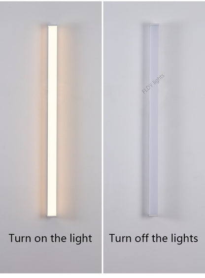 Modern Waterproof Outdoor Long Strip LED Wall Light IP65 Wrought Iron Wall Light Garden Porch Wall Light 110V 220V Lighting