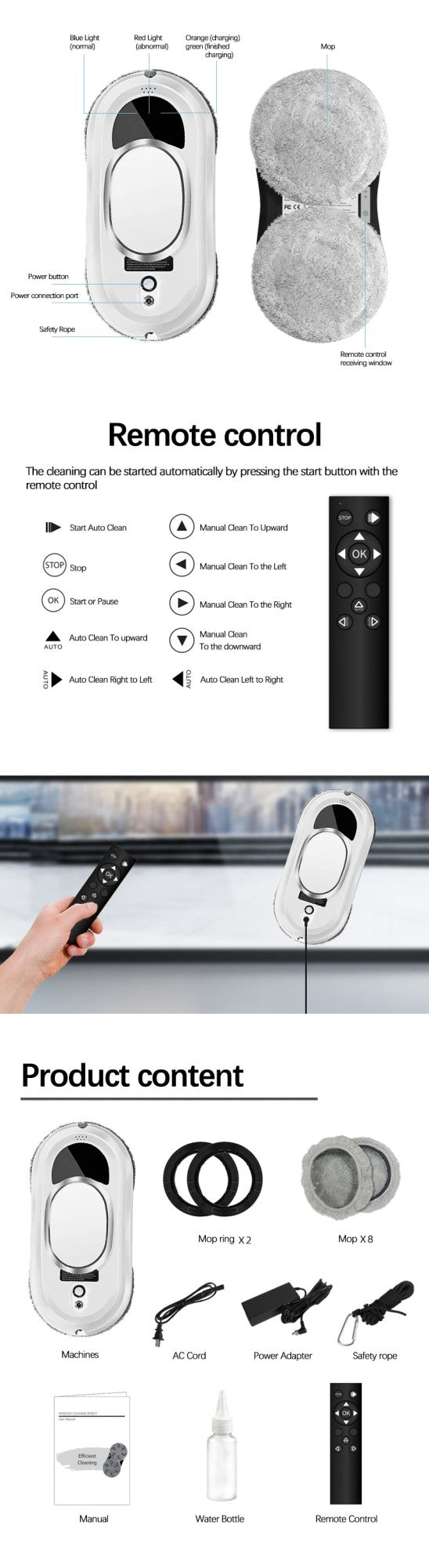 Window Vacuum Cleaning Robot Smart Window Glass Washer Electric Glass Limpiacristale Remote Control Automatic Window Cleaner