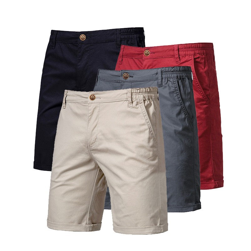 Men Summer Soild Cotton Shorts For Man Casual Business Shorts Elastic Waist Sport Beach Shorts Gym Running Shorts Male Clothing