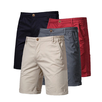 Men Summer Soild Cotton Shorts For Man Casual Business Shorts Elastic Waist Sport Beach Shorts Gym Running Shorts Male Clothing