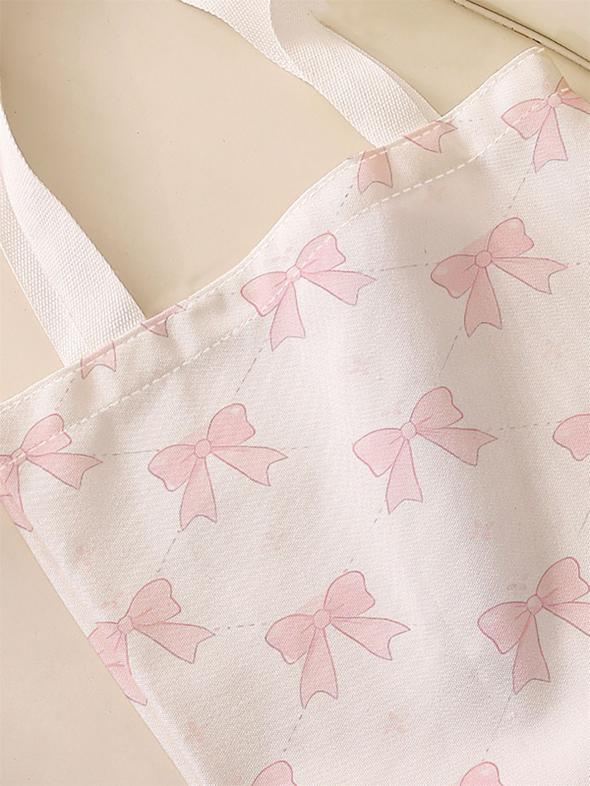 Bow pattern printed casual handbag, reusable fashionable backpack, multifunctional handbag, canvas shopping bag