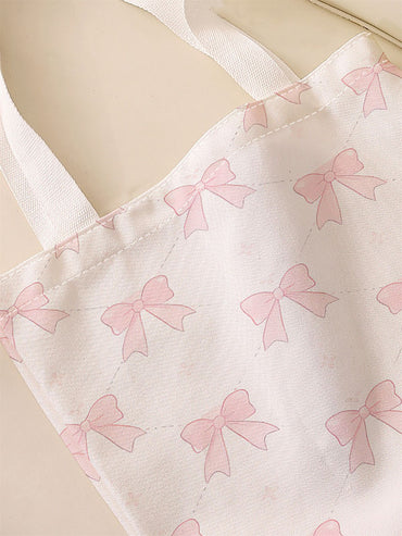 Bow pattern printed casual handbag, reusable fashionable backpack, multifunctional handbag, canvas shopping bag