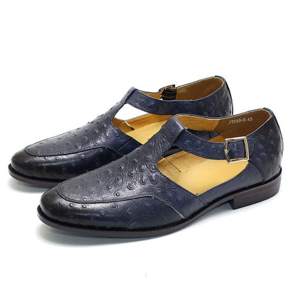 Men's leather sandals with toe caps, summer new style, personalized fashion show, handmade men's shoes, cowhide outdoor