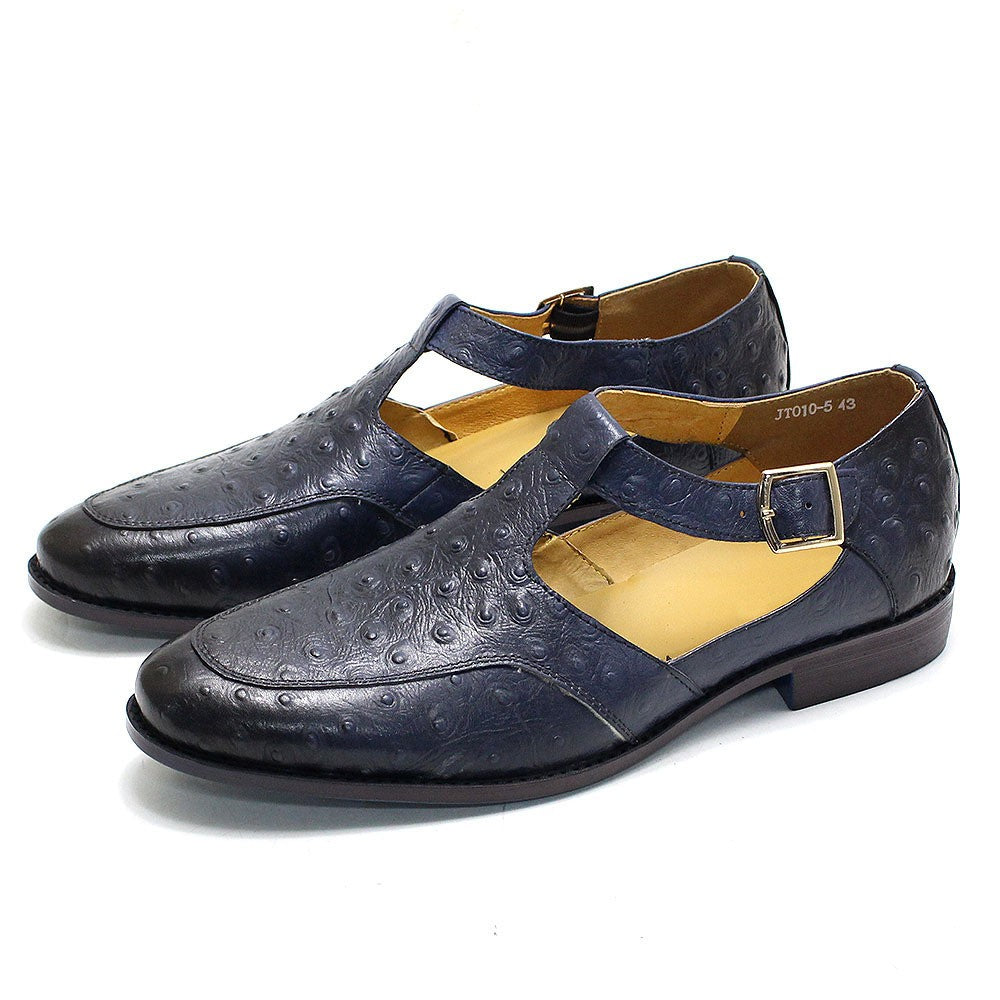 Men's leather sandals with toe caps, summer new style, personalized fashion show, handmade men's shoes, cowhide outdoor