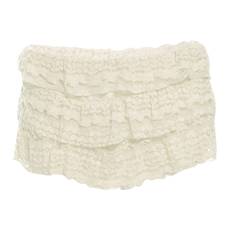 2025 New Fashion Sweet Temperament Solid Color Lace Spice Girl Pleated Low Waist Navel Shorts Femininity Sexy