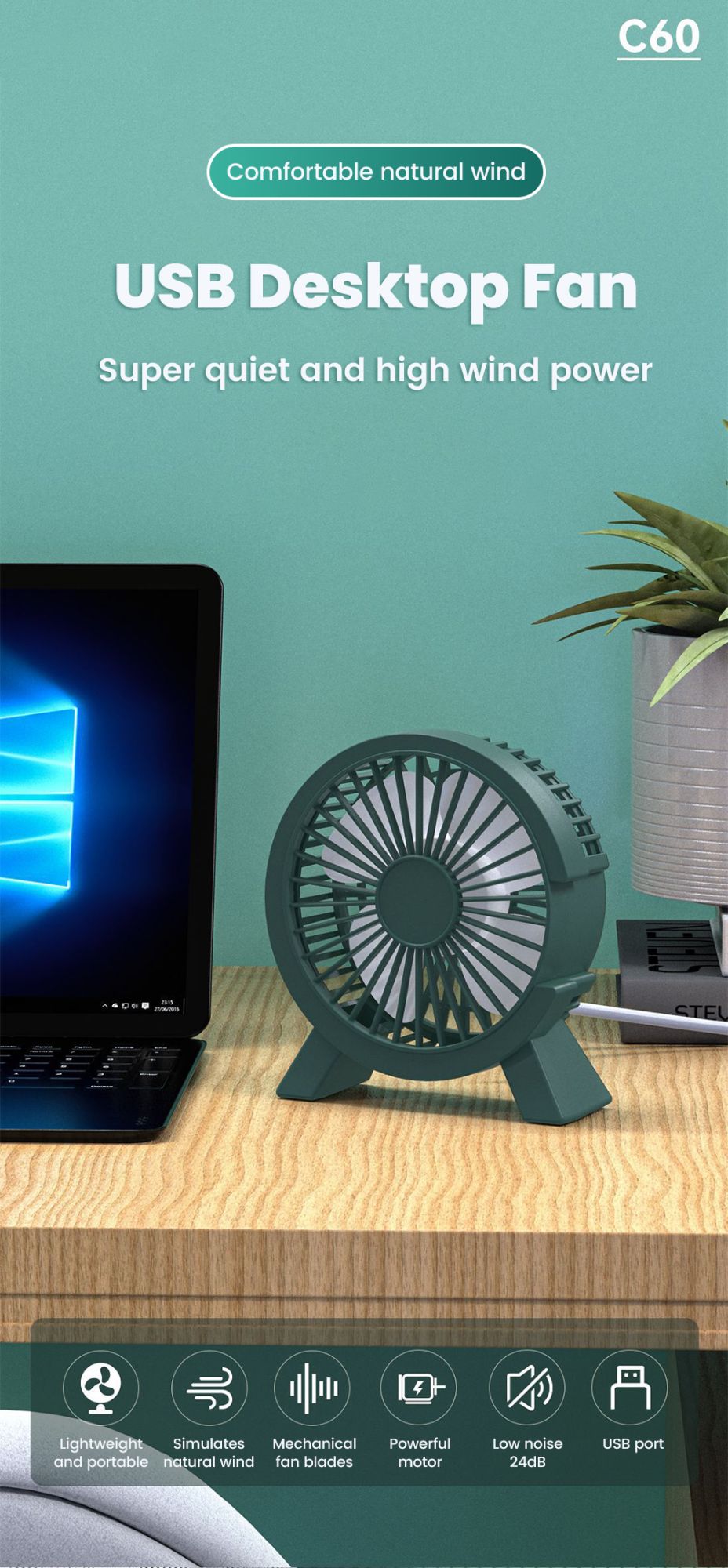 Mini USB Rechargeable Table Fan Portable USB Small Fan Fan For Student Dormitory Computer Summer Gadget Home Desk Office