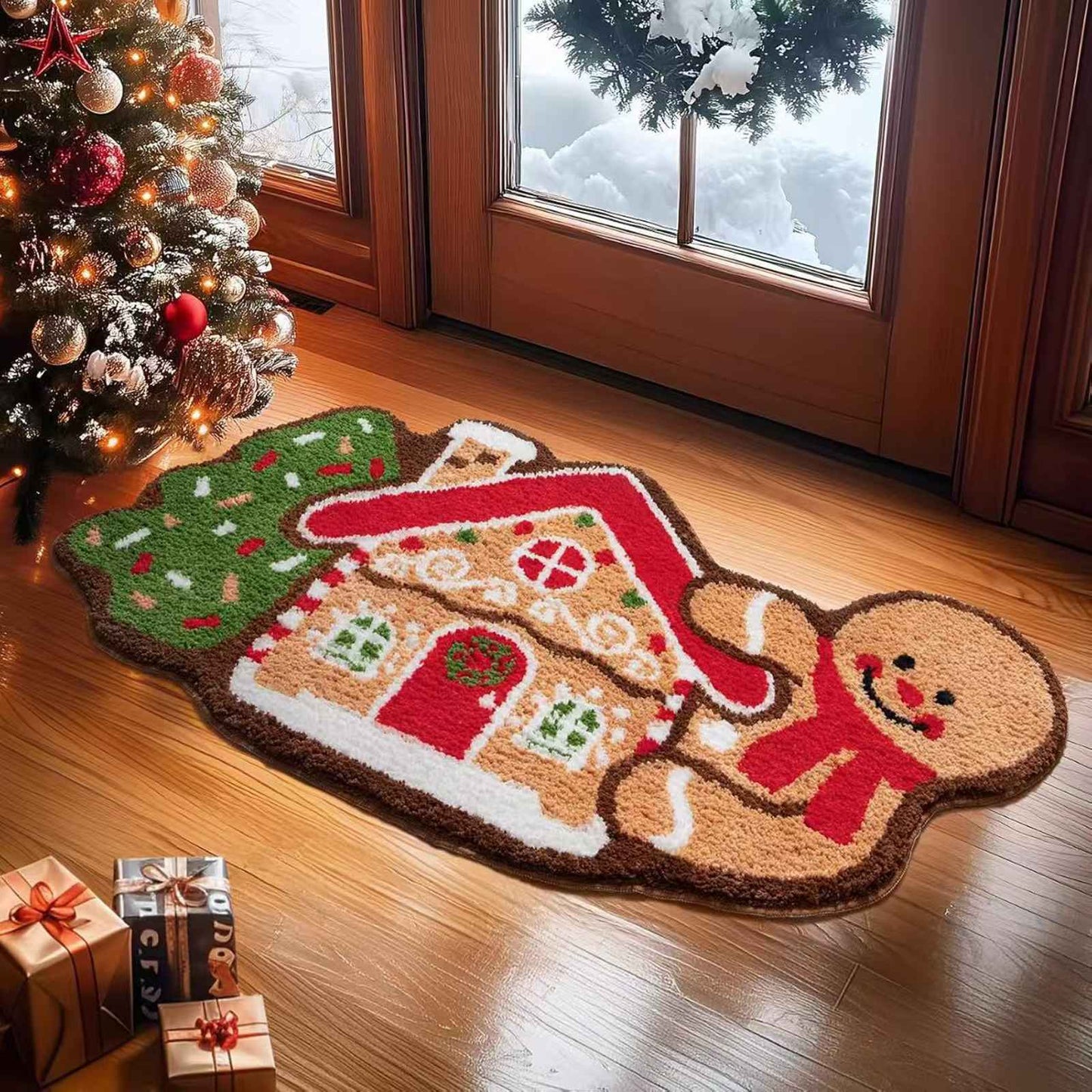 2025 Christmas Home Living Room Bathroom Imitation Cashmere Rug Christmas Festive Rug Absorbent Thick Christmas Bathroom Mat