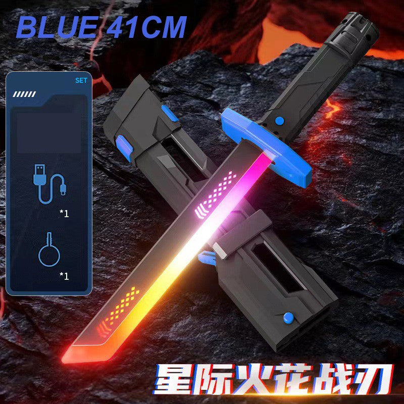 NEW Colorful Streamer Glowing Sword Toys with Spark & Smoke Effect Light Sword Toy for Kids Christmas Birthday Gift Holiday Prop