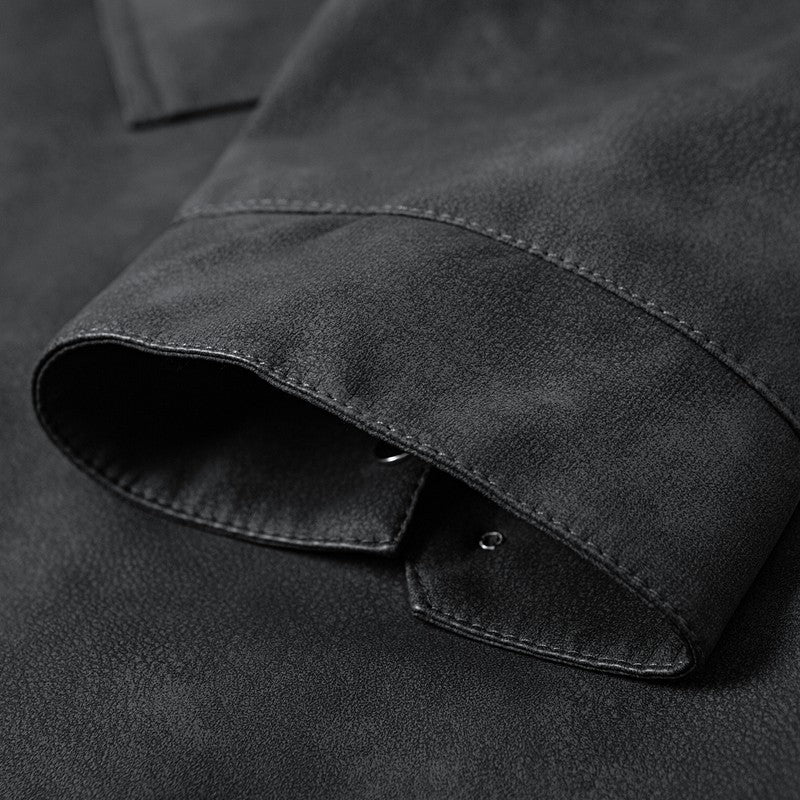 Leather Jacket Men Suede Coats Black Pockets Oversized 6XL 7XL 8XL Plus Size Street Motorcycle Button Autumn Brand Waterproof