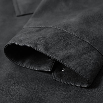 Leather Jacket Men Suede Coats Black Pockets Oversized 6XL 7XL 8XL Plus Size Street Motorcycle Button Autumn Brand Waterproof