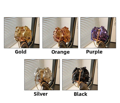 Sequin Chain Women's Portable Bucket Shoulder Bags Retro Ladies Dinner Party Clutch Purse Luxury Design Female Crossbody Bag