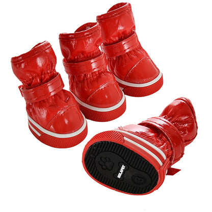 4 unidades/conjunto de sapatos de inverno para cães, botas de neve quentes com forro de lã, sapatos à prova d'água para filhotes de gato, acessórios para cães chihuahua e yorkie
