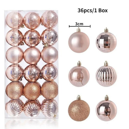 24Pcs 3cm Christmas Balls Christmas Tree Decoration Xmas Hanging Tree Pendants Home Party Christmas Tree Decor New Year Gifts