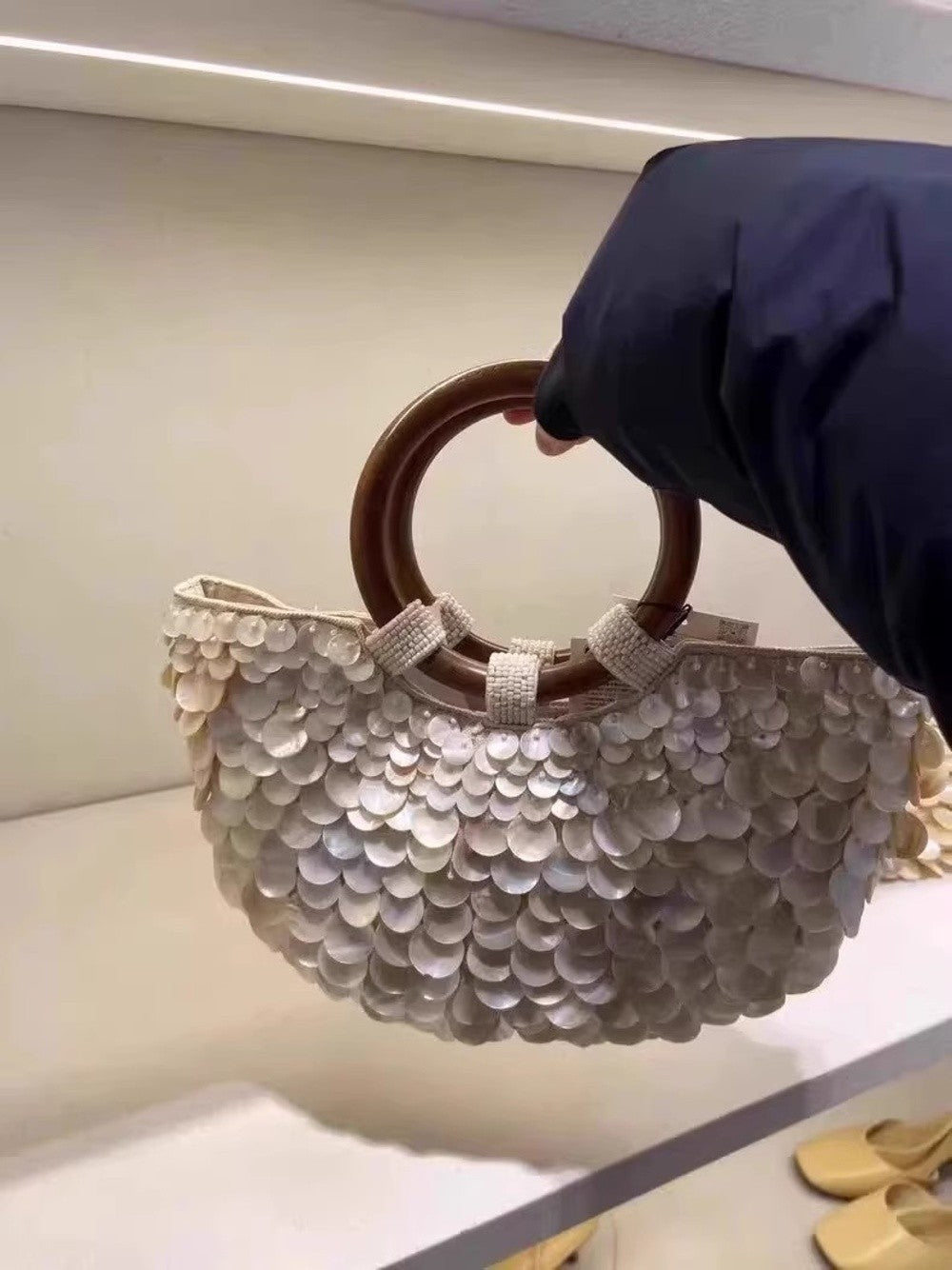 Handmade Fairy Beaded Bag?? ??Large Capacity ?Compact Size?? ??Seashell Clutch Purse?? Mermaid Style?? Shell Embellishments??