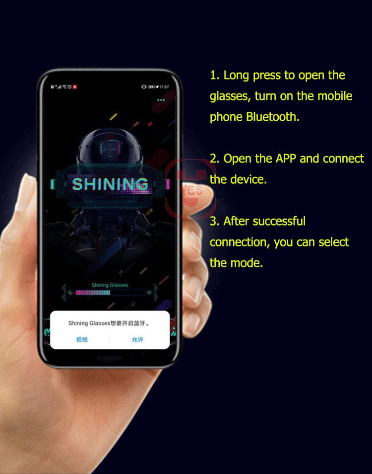 App Control Bluetooth Led Party Glasses Customized Languages USB Charge Flashing  Luminous Eyewear Christmas Concert Sunglasses