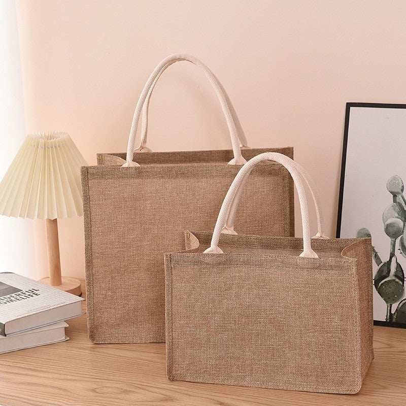 Linen Bag Hand-painted Cotton Sacks Jute Portable Imitation Sacks Linen Bags Shopping Bags Laminated Bags