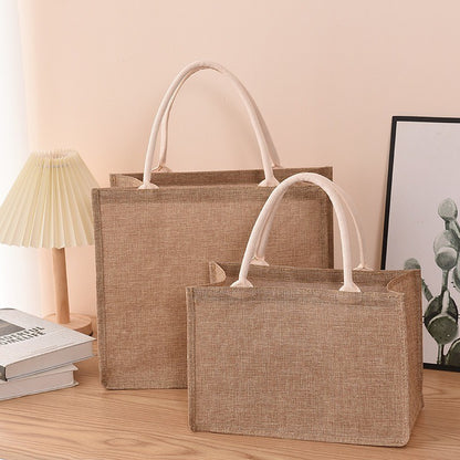 Linen Bag Hand-painted Cotton Sacks Jute Portable Imitation Sacks Linen Bags Shopping Bags Laminated Bags
