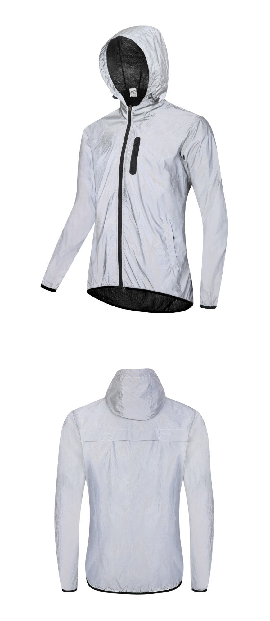 WOSAWE Full Reflective Jacket with Hoodie High Visibility Waterproof Wind Breaker Men Women Hiking Cycling Running Safety Vest