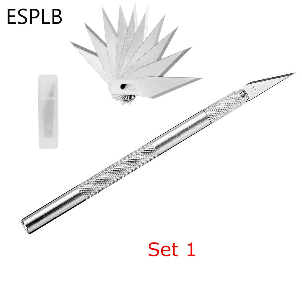 Engraving Non-Slip Metal Scalpel Knife Kit + 50/20/10/5pcs #11 Blades Cutter Craft Knives for Mobile Phone PCB Repair Hand Tools