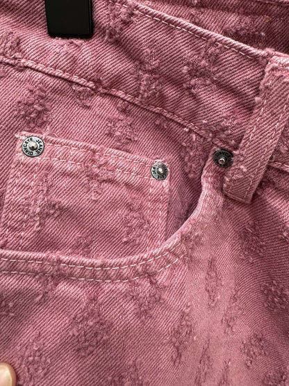 New Summer Men Distressed Short Jeans Vintage Jacquard Straight Leg Men's Denim Shorts Pants