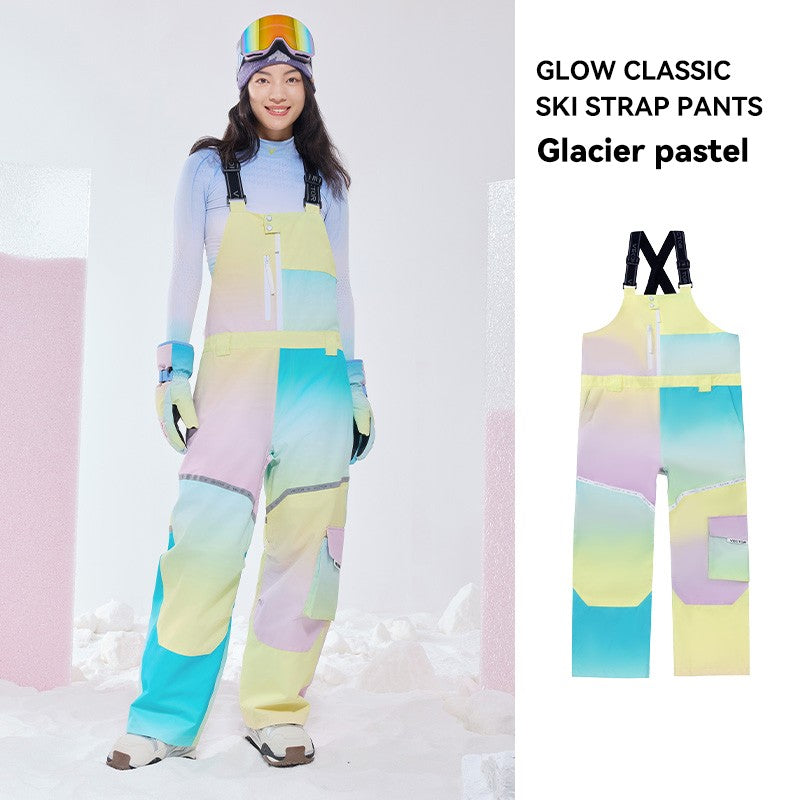 VECTOR Thick Men Women Ski Pants Straight Overalls Jumpsuit Skiing Bib Waterproof Winter Warm Windproof Outdoor Sports Snowboard