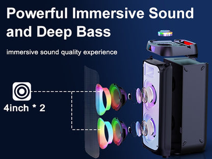 T10-T Wireless Bluetooth Speaker, Karaoke Machine with 2 Microphone, Home Karaoke Party Speaker with Led Light, Stage Subwoofers